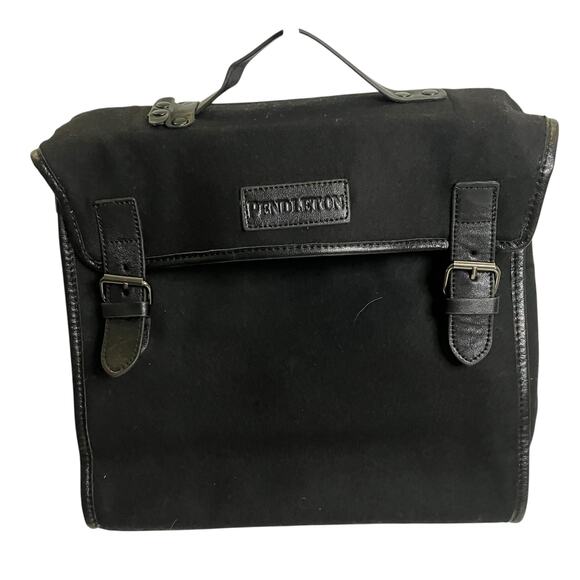 Pendleton Wool and Leather Trim Black Messenger Bag - Picture 1 of 8